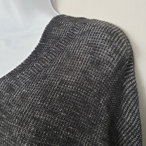 Eileen Fisher Women's Large Charcoal Grey Long Sleeve Hooded Sweatshirt Top - Picture 6 of 8